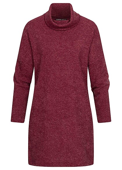 Cloud5ive Dames Sweater met lange vorm en coltrui bordeauxrood