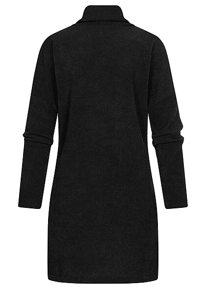 Cloud5ive Dames Sweater met lange vorm en coltrui zwart