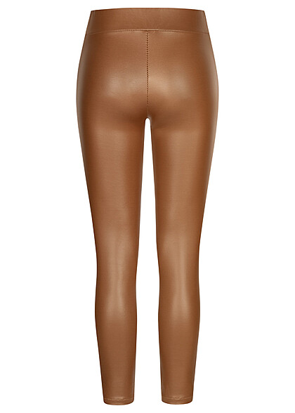 Cloud5ive Dames Legging van kunstleer camel bruin