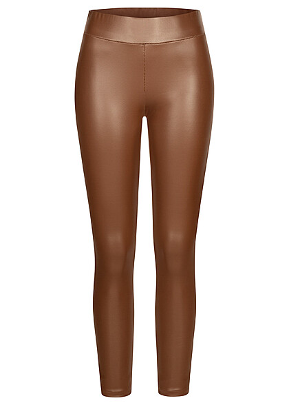 Cloud5ive Dames Legging van kunstleer donkerbruin