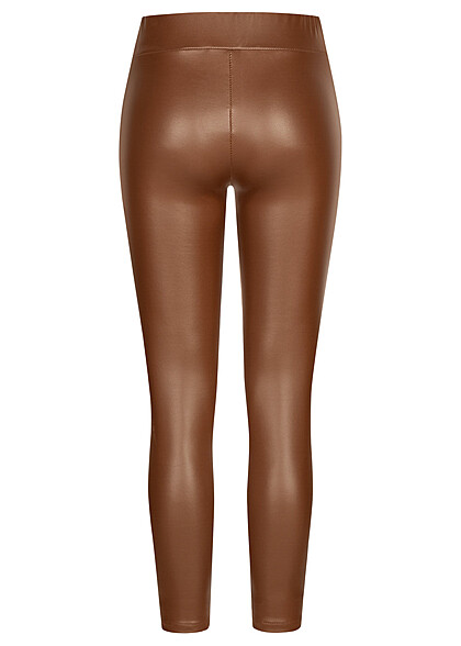 Cloud5ive Dames Legging van kunstleer donkerbruin