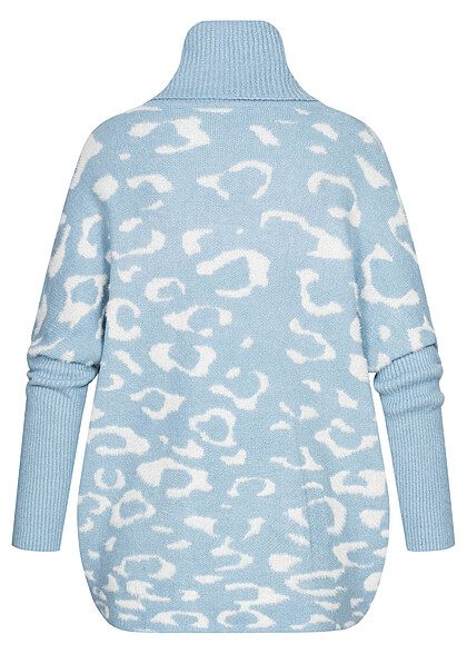 Seventyseven Lifestyle Dames Oversized Sweater met col en patroon blauw wit