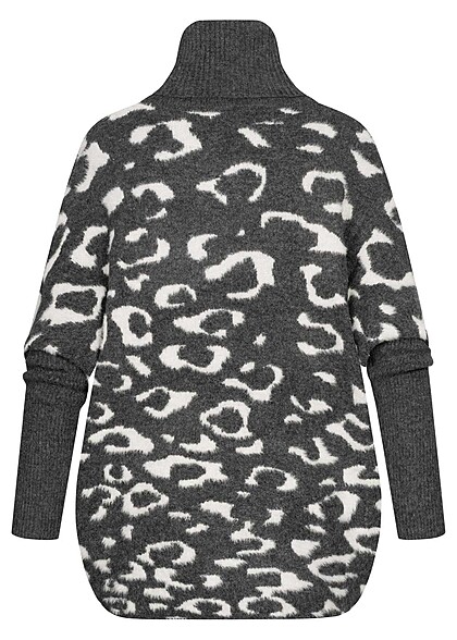 Seventyseven Lifestyle Dames Oversized Sweater met col en patroon zwart wit