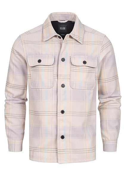 ONLY & SONS Heren Shirt met 2 borstzakken geruit beige grijs - Art.-Nr.: 22110011