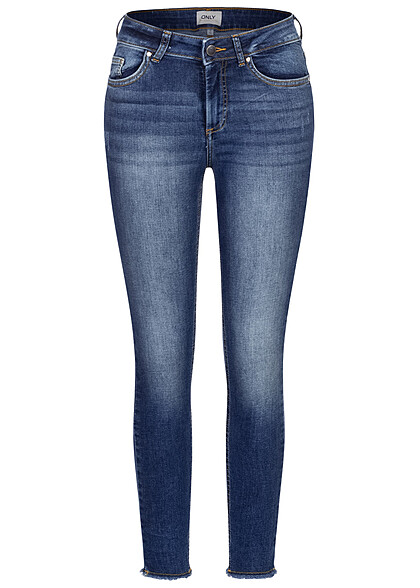 ONLY Dames Jeansbroek met 5 zakken en franjes donkerblauw - Art.-Nr.: 22110023