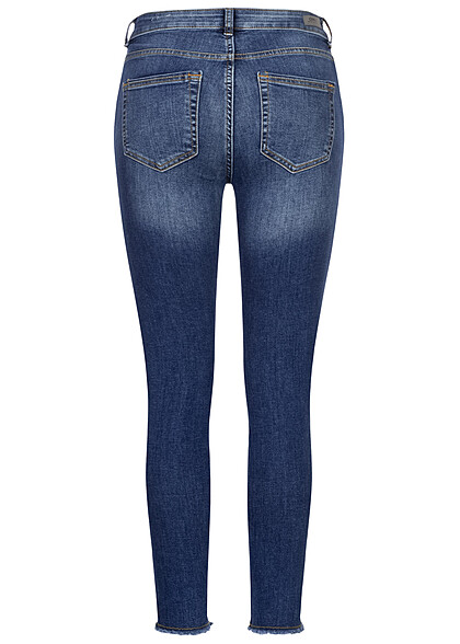 ONLY Dames Jeansbroek met 5 zakken en franjes donkerblauw