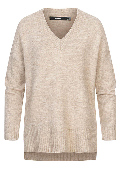 Vero Moda Dames Oversized Pullover met V-hals beige - Art.-Nr.: 22110024