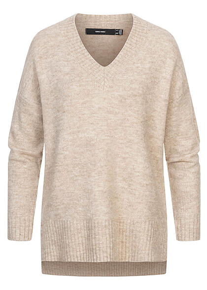 Vero Moda Dames Oversized Pullover met V-hals beige
