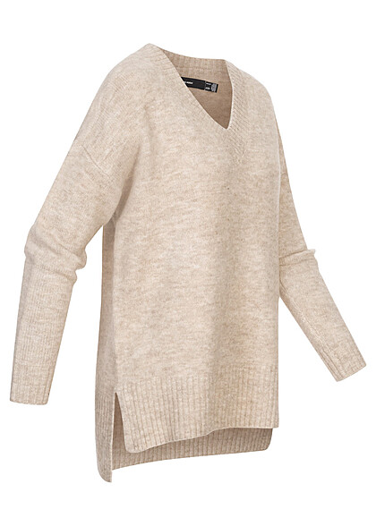 Vero Moda Dames Oversized Pullover met V-hals beige
