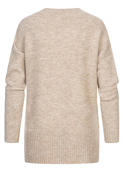 Vero Moda Dames Oversized Pullover met V-hals beige