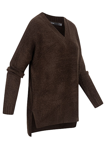 Vero Moda Dames Oversized Pullover met V-hals bruin