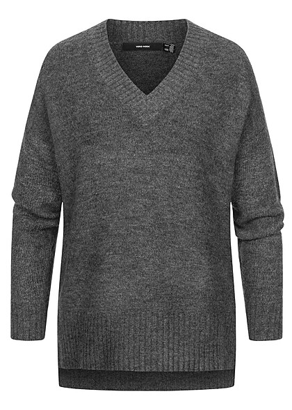 Vero Moda Dames Oversized Pullover met V-hals grijs melange - Art.-Nr.: 22110027