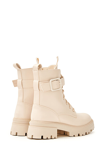 Seventyseven Lifestyle Dames Veterschoenen met rits en gesp beige