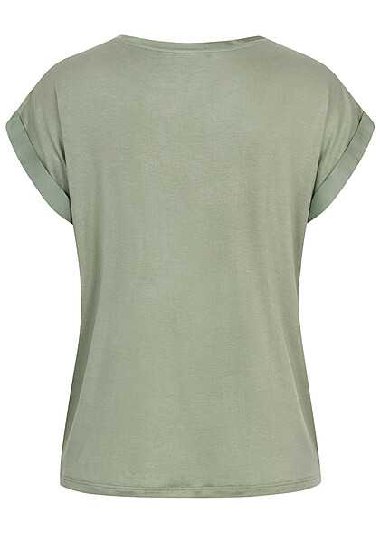 VILA Dames NOOS Satijnen Top Blouse Shirt met vleugelmouwen groen