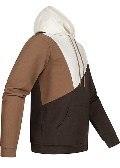 Seventyseven Lifestyle Heren Hoodie met zigzagpatroon wit bruin camel