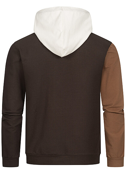Seventyseven Lifestyle Heren Hoodie met zigzagpatroon wit bruin camel
