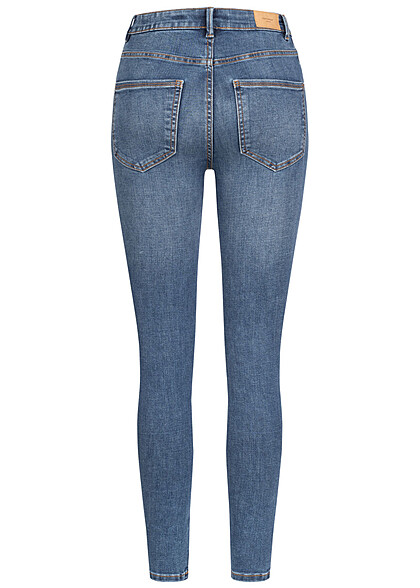 Vero Moda Dames Skinny Fit Jeans Broek met 5 zakken en gewassen look middenblauw