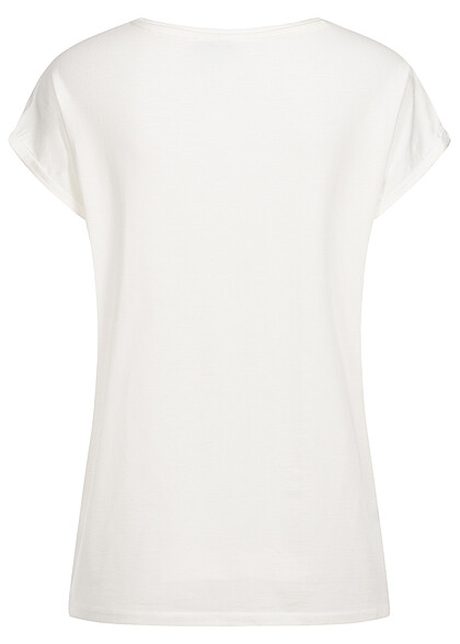 Vero Moda Dames Top met korte mouwen en mouwomslag wit