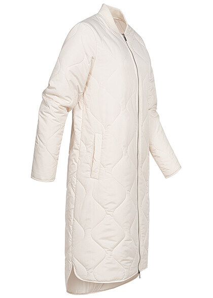 VILA Dames NOOS Gewatteerde jas met rits en 2 zakken licht beige