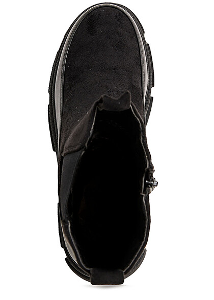 Seventyseven Lifestyle Damen Schuh Stiefel in Velour-Optik seitlicher Zipper schwarz