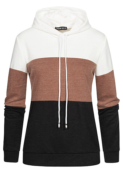 Cloud5ive Dames Colorblock Hoodie wit bruin zwart