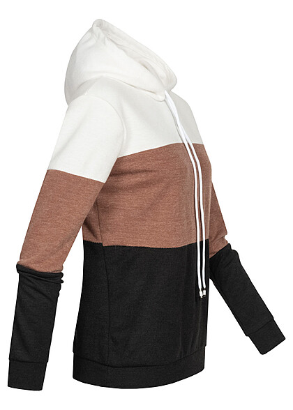 Cloud5ive Dames Colorblock Hoodie wit bruin zwart