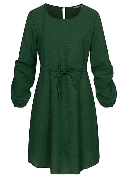 Cloud5ive Dames lange mousseline jurk met stropdas detail groen - Art.-Nr.: 22126602