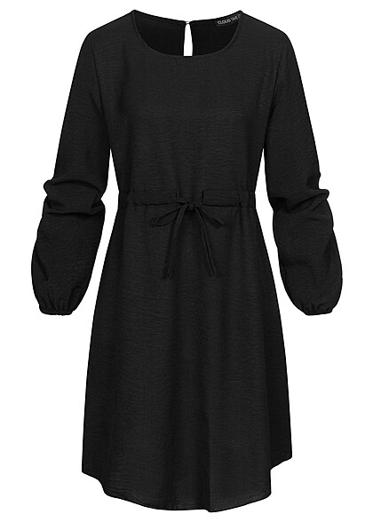 Cloud5ive Dames lange mousseline jurk met stropdas detail zwart - Art.-Nr.: 22126603