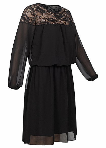 Cloud5ive Dames chiffon jurk met kanten details zwart