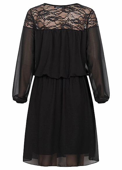 Cloud5ive Dames chiffon jurk met kanten details zwart