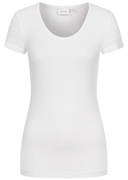 VILA Dames NOOS Basic T-shirt met ronde hals wit