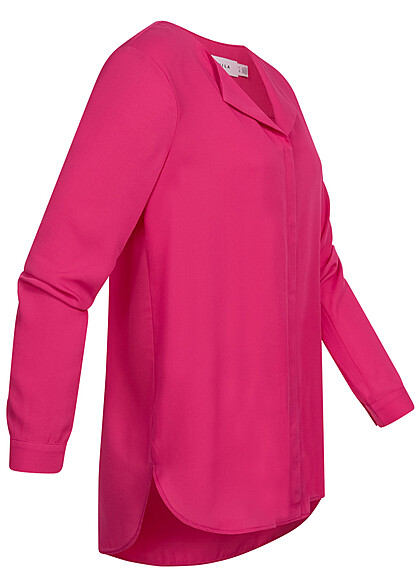 VILA Dames NOOS Lichte blouse met V-hals en lange mouwen mullet roze
