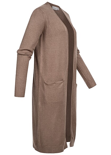 VILA Dames NOOS Longform vest open gesneden 2-Pockets bruin