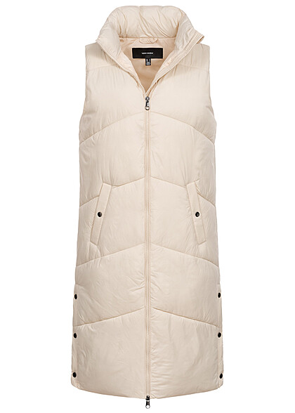 Vero Moda Damen NOOS Steppweste mit 2-Pockets und Zipper birch beige