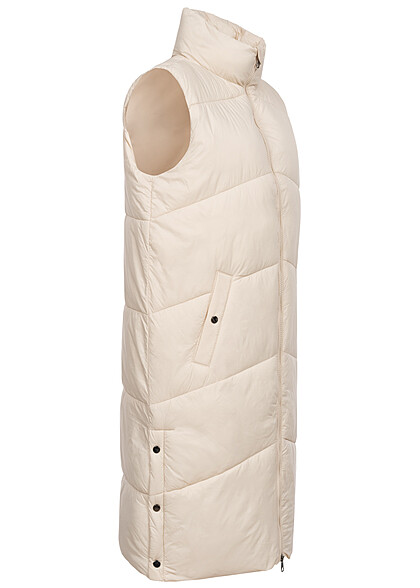 Vero Moda Damen NOOS Steppweste mit 2-Pockets und Zipper birch beige