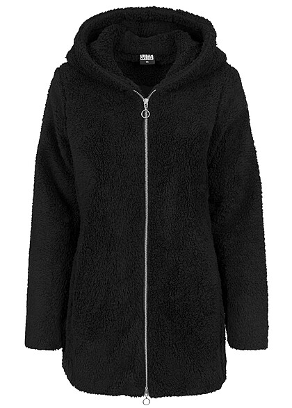 Urban Classics Damen Sherpa Jacke mit Zipper und 2-Pockets schwarz