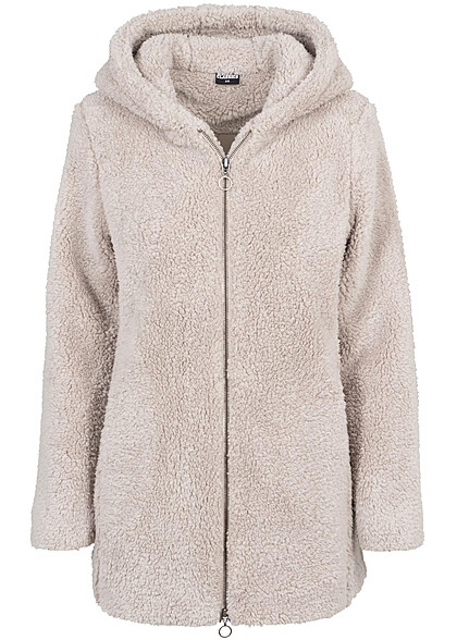 Urban Classics Damen Sherpa Jacke mit Zipper und 2-Pockets sand beige - Art.-Nr.: 23010033