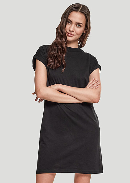 Urban Classics Damen Kurzarm Kleid mit Rundhals schwarz - Art.-Nr.: 23010035