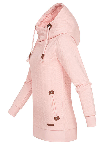 Hailys Damen Hoodie mit 2-Pockets u. Strukturstoff rose hell rosa