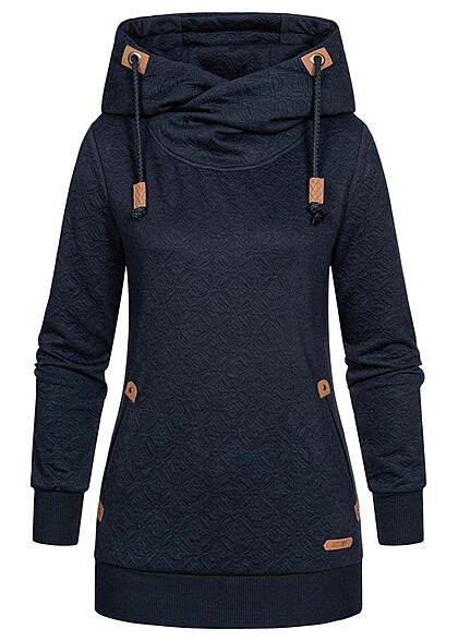 Hailys Dames hoodie met 2 zakken en structuurmateriaal blauw