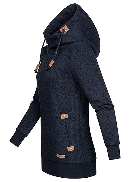 Hailys Dames hoodie met 2 zakken en structuurmateriaal blauw