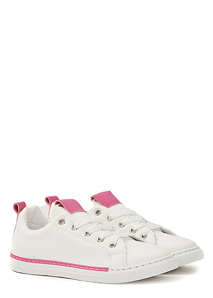 Seventyseven Lifestyle Dames Low Cut sneaker met contrast wit roze