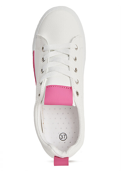 Seventyseven Lifestyle Dames Low Cut sneaker met contrast wit roze
