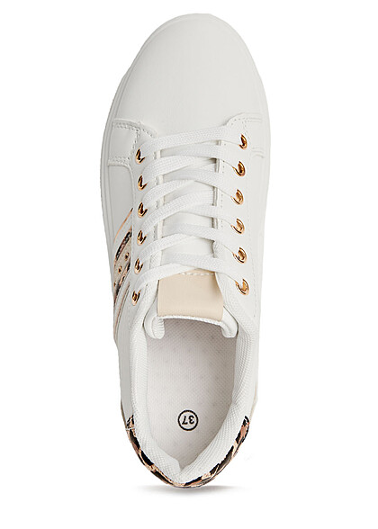 Seventyseven Lifestyle Damen Low Cut Sneaker mit Streifen Leo Print weiss