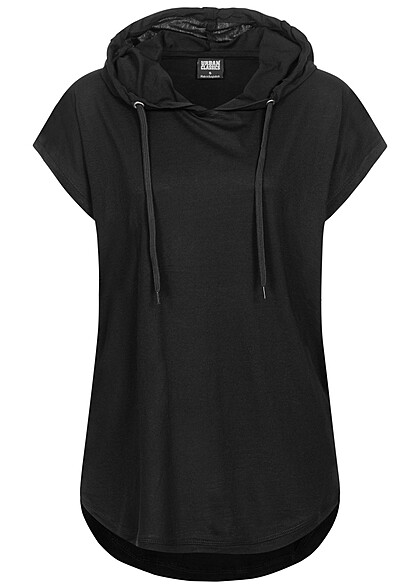 Urban Classics Dames Korte mouwen T-shirt Hoodie zwart