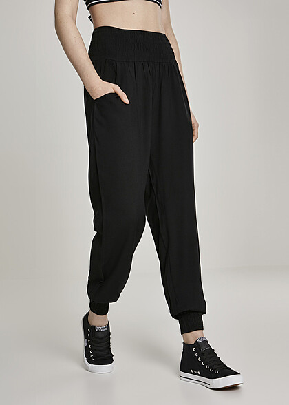 Urban Classics Dames Sarong broek Sweatbroek met 2 zakken zwart