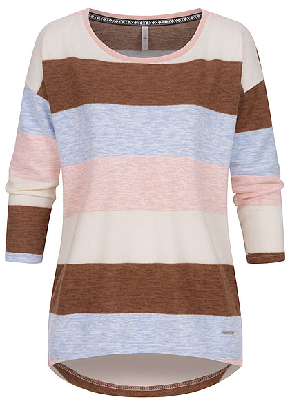 Hailys Dames  mouw trui met streeppatroon multicolor - Art.-Nr.: 23010136