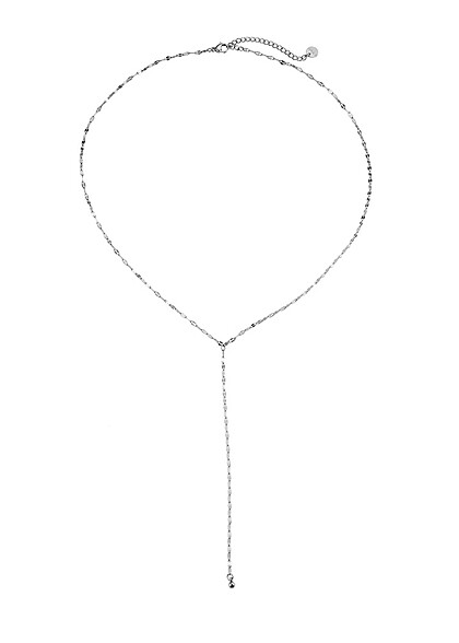 Seventyseven Lifestyle Damen Pebble & Y Chain Edelstahl Halskette silber