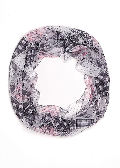 Seventyseven Lifestyle Damen Viskose Schal Halstuch 77x46cm Allover Print grau