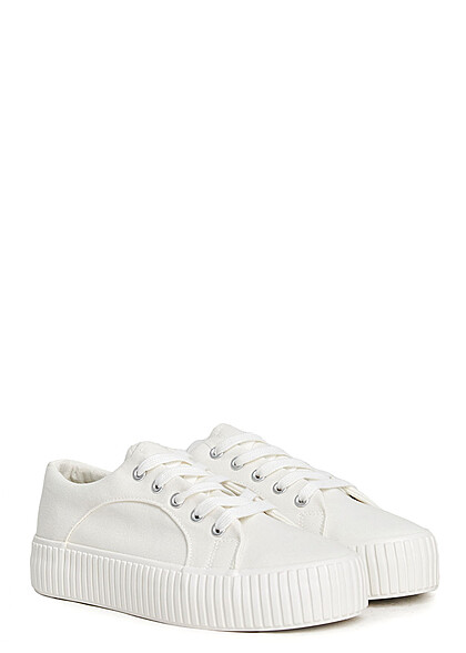 Hailys Damen Schuh Low Cut Plateau Canvas Sneaker z. schnren weiss - Art.-Nr.: 23010315